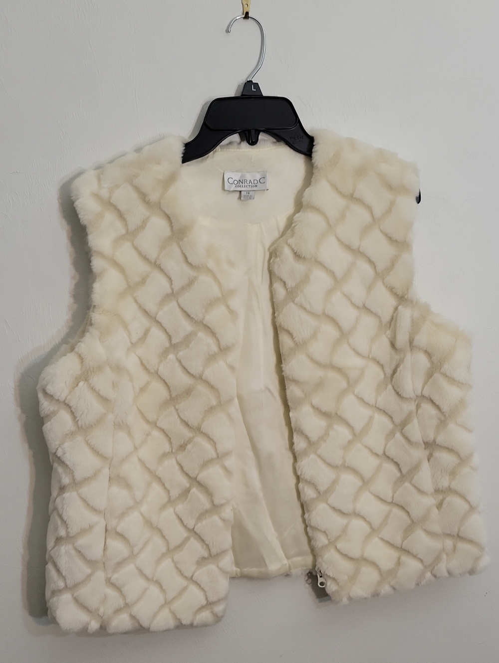 Conrad C Cream Faux Fur Quilted Vest